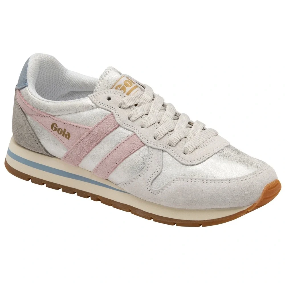 Gola Daytona Blaze Silver and Pink Retro Sneakers - Picture 2 of 7